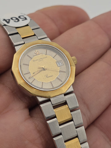 Vintage Baume & Mercier Riviera A5221.018 Two Tone Quartz Ladies Watch. Works.