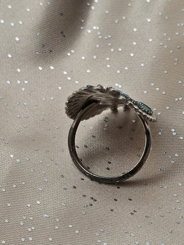 V. S. Johnson Sterling Silver Needlepoint Turquoise Zuni Ladies Ring Size 8 1/4