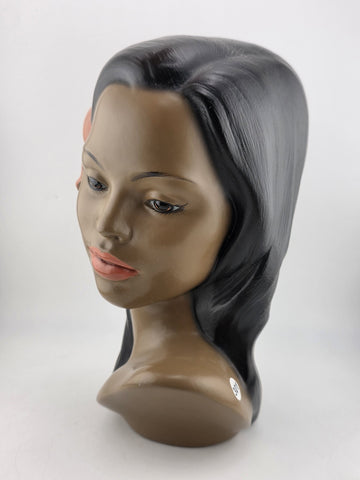 Vintage Hawaiian Hula Girl Bust Marwal Chalkware w/ Hibiscus 9.5" t 1950's MCM