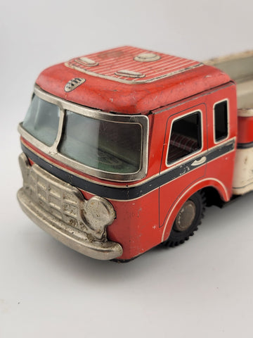 Vintage Yonezawa Tin Friction Barrel Truck 10.5inches Long - Untested.
