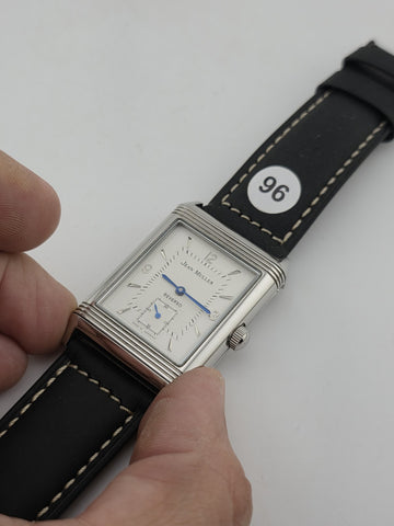 Vtg German Made Jean Muller Reverso Mechanical Dual Dial Flip Case Watch. Runs.