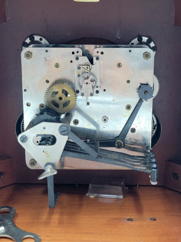 BEAUTIFUL ESKA WIND UP ESKA SHELF MANTEL CLOCK BRAZIL WESTMINSTER CHIMES. As-is.