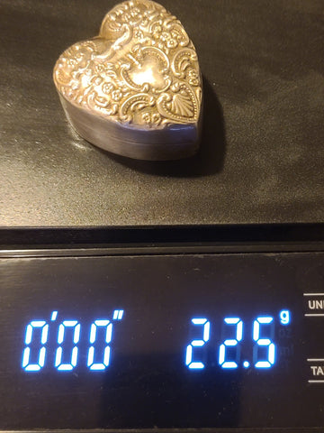 Antique 19thC Victorian Sterling Silver Heart Box Jewelry Dresser Pill Patch Box