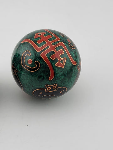 Vintage Chinese Cloisonne Health Exercise Stress Baoding Green/red Enamel Balls