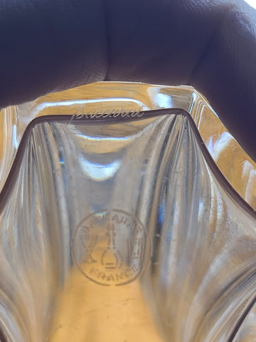 Vintage Baccarat France GINKGO Fan Sparkly Crystal Flower Bud Vase Signed 7”