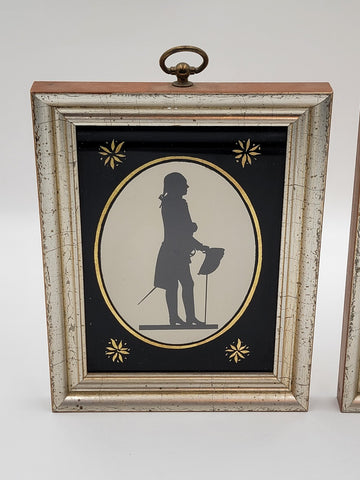 Rare Antique 1930 Pair Of Borghese Framed Silhouette George & Martha  Washington