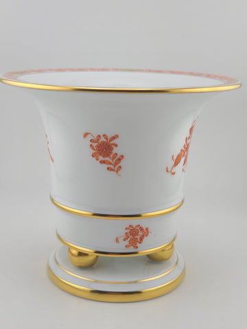 Rare Herend Hand Painted Floral Cachepot Jardiniere Ball Footed Pedestal Vase