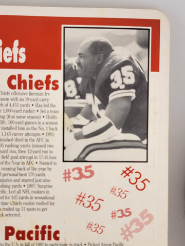 CHRISTIAN OKOYE, 8 x 10 Hand Signed KANSAS CITY CHIEFS Player Bio on Back