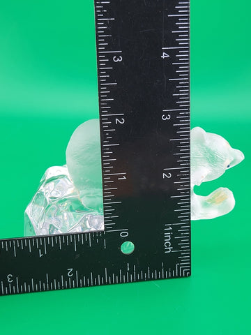Faberge Crystal Polar Bear Signed Igor Carl Faberge Made in France. Missing Fish