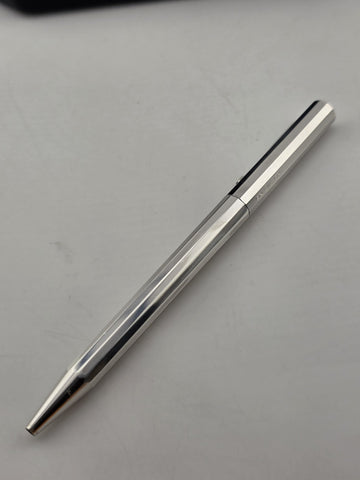 Rare OMAS 502 Sterling Silver 925 Faceted Ballpoint Pen Box & Papers Italy. 48g.