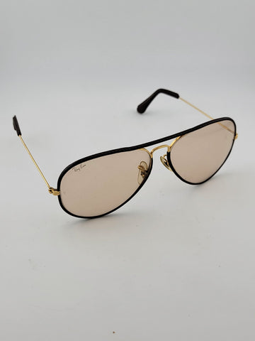 RARE VINTAGE RAY BAN LEATHERS AVIATOR TOBACCO LEATHER 58' B&L SUNGLASSES