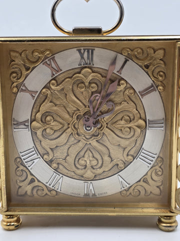 Ultra Rare Arthur Imhof Swiss 8 Day 15 J Gilt Brass Clock Pierced Doors. Works