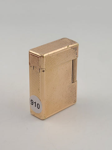 Vintage Small S.T. Dupont Paris Ligne 1 Mesh Pattern Gold Plated Gas Lighter.
