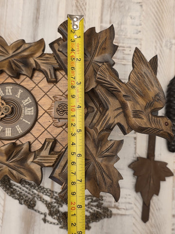 Schneider Black Forest Cuckoo Clock Regula 25-C 1 Day Carved Bird Germany. Read.