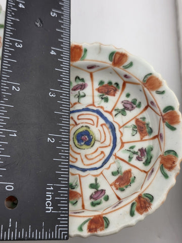 Set Of 3 Chinese 1800's Qing Dynasty Hand Painted Mandarin Rose Porcelain Dishes