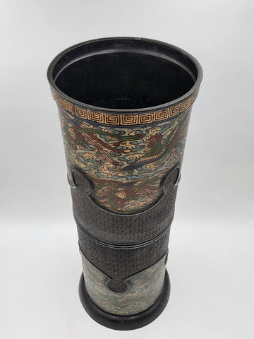 Antique Japan Meiji Era C 1880's Enameled Bronze /Cloisonné Umbrella/Stick Stand