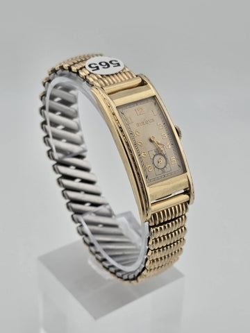 Antique 1940's Bulova 10K GF Curved Tank Art Deco Manual Wind Watch Serviced
