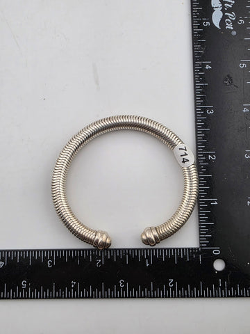 Antique German Sterling Silver 925 Snake Coil Cuff Bracelet 35g Unisex. 8 mm.