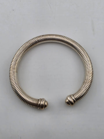 Antique German Sterling Silver 925 Snake Coil Cuff Bracelet 35g Unisex. 8 mm.