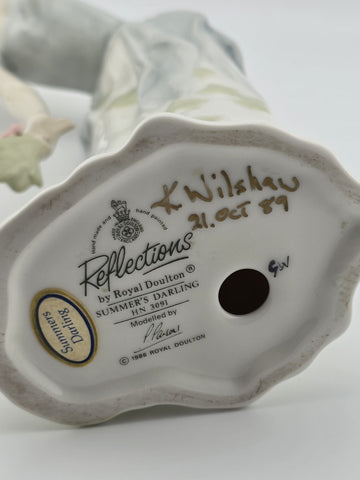 Royal Doulton "SUMMER'S DARLING" Figurine HN3091 Reflection Collection Signed.