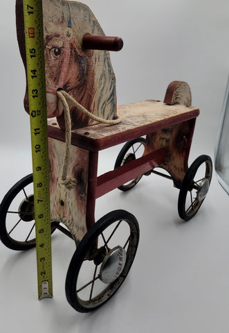 Antique Gong Bell Co Child's Riding Horse Wooden Toy Handmade WoodWheels1920's