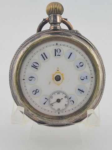 Antique French Silver Pocket Watch Cylindre 6 Rubis Running c1880. Missing Arms
