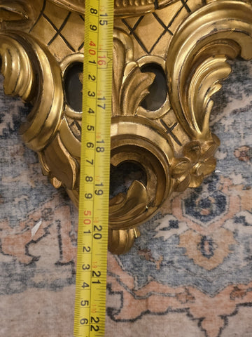 Antique Swedish Rococo Gold Gilt Wall Clock FHS Hermle Movement 1920s. Working.