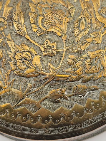 Late 19th Century Persian Islamic Middle East Silver Repousse Round Trinket Box