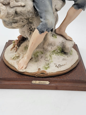 Giuseppe Armani Sculpure Capodimonte 1982 Florence Shepherd with Sheep 13 in