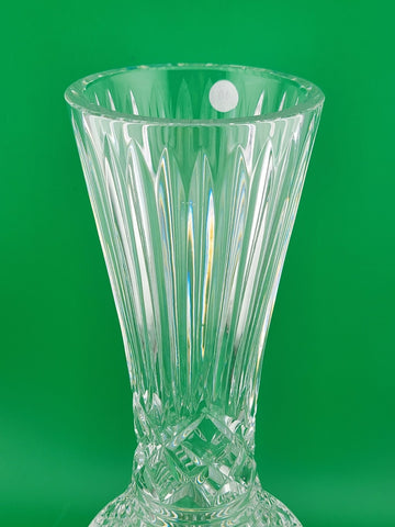 Vtg 1970's Waterford Crystal Giftware 10" Flower Vase Criss Cross Vertical Cut