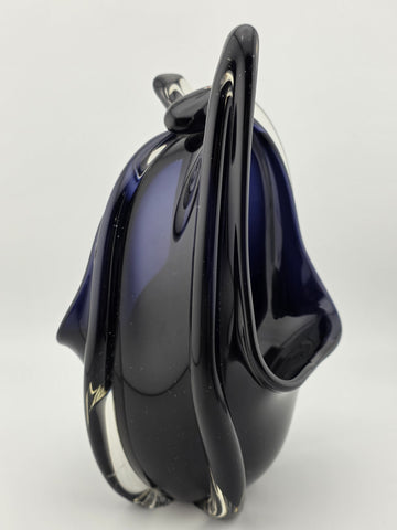 Rare Modern Abstract Murano Art Glass Vase Cobalt Blue Freeform Sculpture.