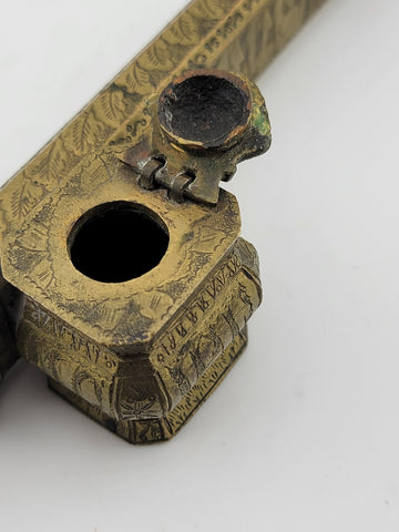 Antique 19th C Ottoman Brass Pen Box Qalamdan Traveling Inkwell calligraphy