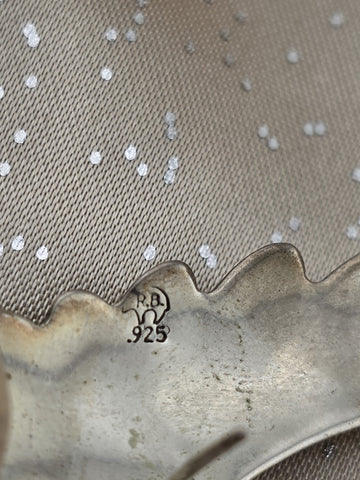 Rare Vintage Sterling Silver Wing Earrings Turquoise Blue Topaz Stone R.B. 925