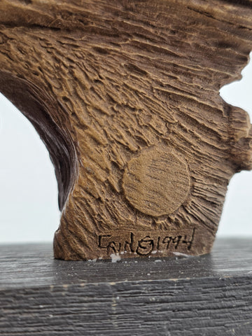 Rare Rick Cain Limited Edition "Pathways" 1001/2000 Carved Bald Eagle/Wolf