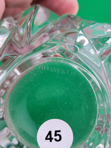 Tiffany & Co Candle Holder Rock Hand Cut Crystal Pattern Votive Tea Light 3"H