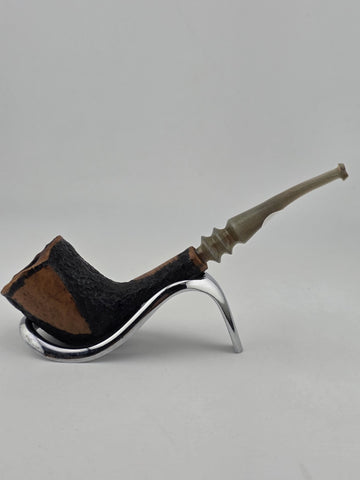 Vintage Danish Freehand Briar Pipe PANEL Rusticated Plateau Rim Lucite Stem