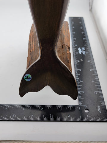 Vintage Ironwood Hand Carved Wood Dolphin Sculpture 13 Inches Tall Retro Deco