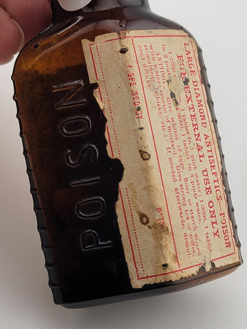 Very Rare Antique POISON Diamond Antiseptics Medicine Bottle W Original Label.