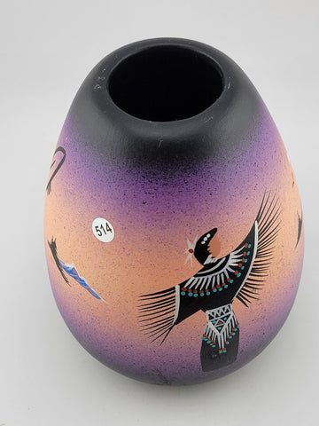 Signed E. Johnson Navajo Beautiful Handmade Pottery Mystique Maiden Vase