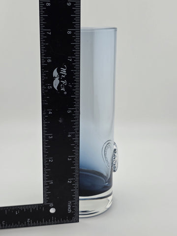Shipping- Rare Tiffany & Co Blue Lead Crystal Cylinder Vase England Applied.