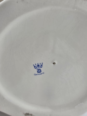 Antique C1930's Dresden Lace Porcelain Harp Lady Figurine Crown D Germany.