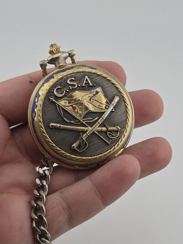 Vintage JEB Stewart Pocket Watch Franklin Mint Civil War Library & Museum. Works