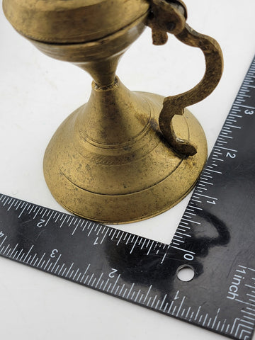 Set Of 2 Antique Islamic Middle Easter Brass and Wood Ornate Incense Burners.