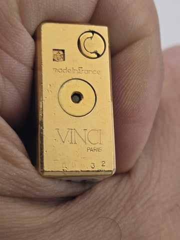 Rare VINCI Paris Gold Black Lacquer Butane Lighter France Dupont Style Working