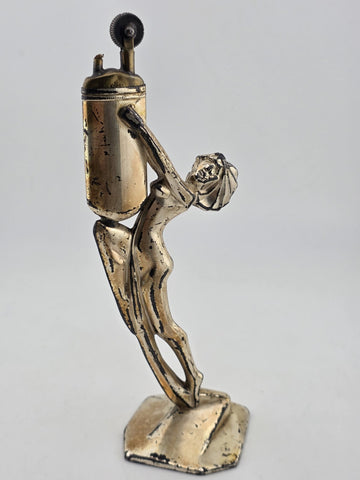 Ultra Rare Antique 1912 Art Deco Weidlich Brothers silver plated desk lighter
