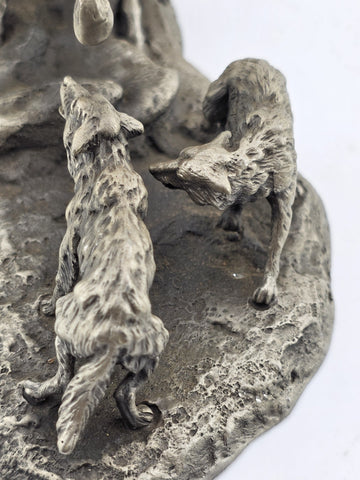 Polland Franklin Mint Pewter Horse Mare Wolves Coyotes Wildlife Animals Figurine