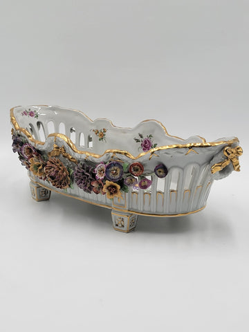 Antique 19th C Large Von Scheierholz German Porcelain Footed Center Bowl. Read.