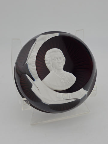 Vintage 1976 Baccarat Glass Sulphide Paperweight JEAN-JACQUES ROUSSEAU. Signed.