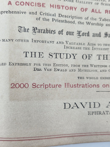 Antique 19th C Victorian Holy Bible 2000 Illustrations Embossed Leather Bible