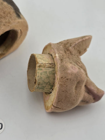 Antique C1890 Pink German Paper Mache Folk Art Composition Pig Candy Container